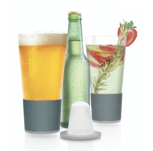 Juego de bebidas de solada con hoyuelo de vidrio de pinta congelable en frío autoenfriable nuevo en caja - Imagen 1 de 4
