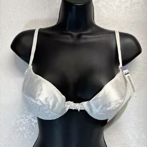 Reggiseno NOS Vintage Sears 36B Bianco Pizzo Push Up Ferretto Imbottito Retrò Anni 90 NUOVO VINTAGE - Foto 1 di 9
