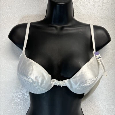 NOS Vintage Sears Bra 36B White Lace Push Up Underwired Padded Retro 90s NEW VTG - Image 1 of 4