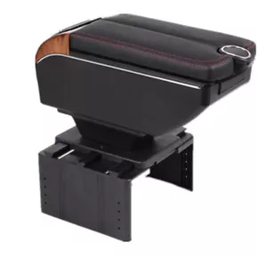 7-USB PU leather Car Dual Opening Armrest Box Central Console Cup Holder Storage - Foto 1 di 12