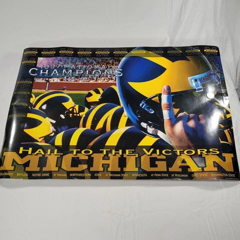 Rare Vintage University Of Michigan Wolverines Football Champions Poster 24"×36" Cover