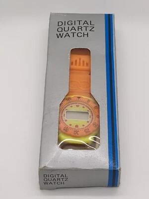 Reloj Pulsera Vintage Digital Cuarzo Naranja y Amarillo Banda Goma Necesita Batería  Foto 1 de 4