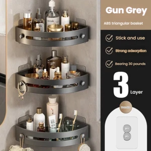 Easy-Install 2-Tier Corner Shower Caddy - No-Drill, Wall-Mounted Bathroom - Picture 1 of 15