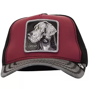 Goorin Bros Animal Farm Trucker Baseball Snapback Hat Cap Great Dane Dog Maroon - Picture 1 of 5