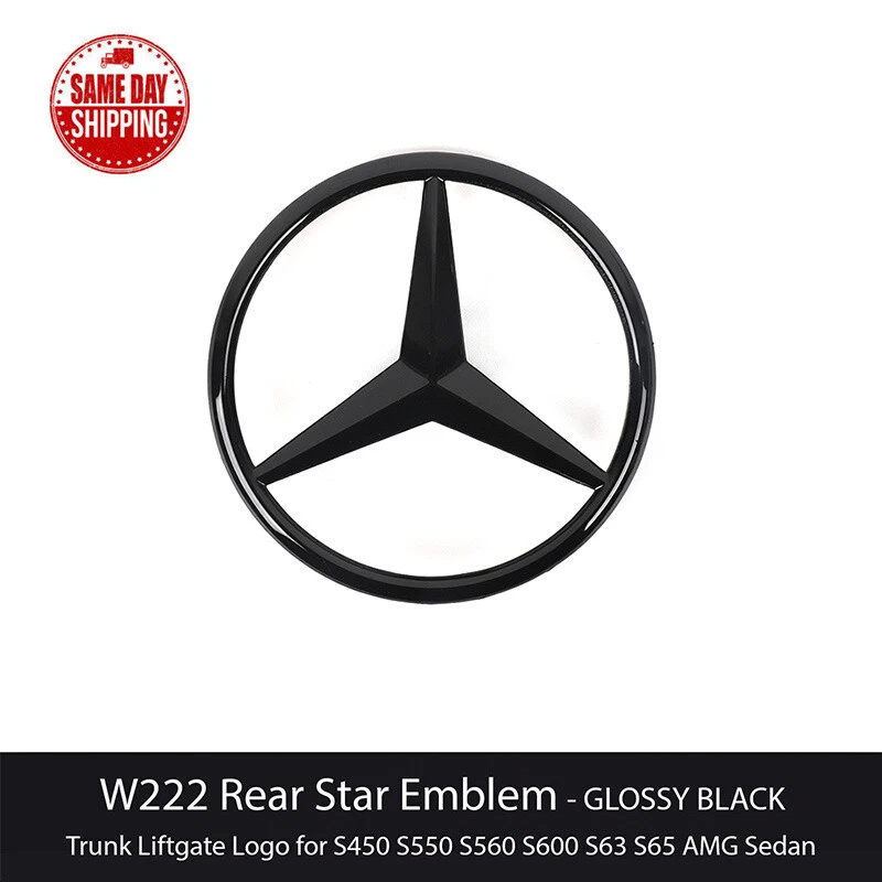 For Mercedes Benz Rear Boot Trunk Star Badge S Class W222/Black Emblem 2014-2020 - Imagem 1 de 4