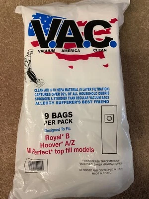 9 cloth HEPA H10 vacuum bag fit Hoover Style A & Z vacuum bag - Image 1 of 4