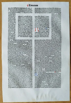 Trenorum - Renner Original Incunable Leaf Biblia Latina Venice Folio - 1482 - Изображение 1 из 2