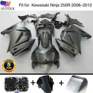 Matte Black Fairing Kit + Bolts For Kawasaki Ninja 250R 2008-2012 EX250J 2009 - Picture 1 of 10