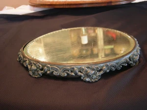 Antique ART NOVEAU PLATEAU BEVELED MIRROR TRAY Victorian Vanity Display - Picture 1 of 5