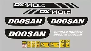 Doosan DX140 LC Digger Excavator sticker / decal kit with safety stickers Exact - Picture 1 of 2