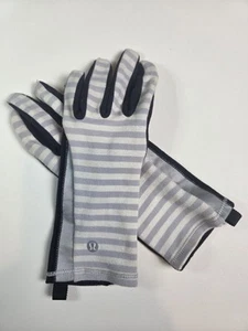 Lululemon Run With Me Gloves Stripe Grey White Black Reflective - Picture 1 of 9
