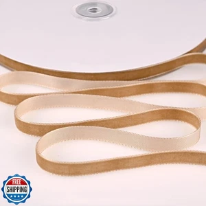 Moukiween Vintage Khaki Velvet Ribbon, 3/8" Wide x 30 Yards Nylon Woven Ribbo - Foto 1 di 5