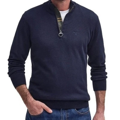 Barbour Mens 1/2 Zip Cotton Sweater Size L Tartan Preppy Nautical Ring Puller - Image 1 of 4