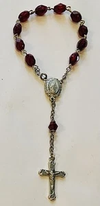 Handmade One Decade Catholic Rosary Miraculous Medal Red Crystal - Picture 1 of 3