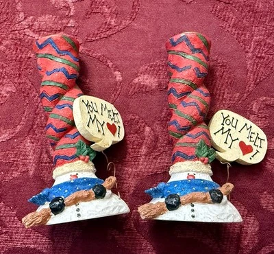 Muñeco de nieve “you Melt My Heart” Navidad candelabros 8 pulgadas de alto Foto 1 de 4