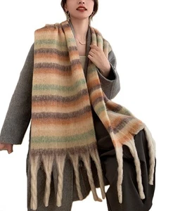 Winter Women Warm Scarf Long Shawl Large Scarves Thicker Blanket Wrap Plaid - Picture 1 of 4