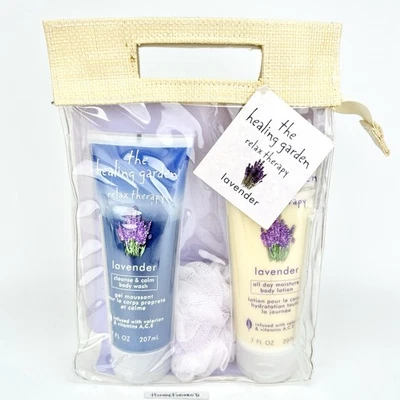 The Healing Garden Lavender Relax Therapy Body Wash & Lotion 3pc Gift Set VTG - Image 1 of 4