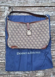 Dooney and Burke große Tasche Schultertasche Handtasche Hobo braun creme hellbraun Verschluss - Bild 1 von 21