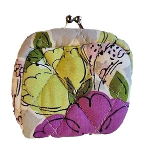 Vera Bradley Kontaktetui mit Aquarelldruck und Spiegel lila grün gesteppt - Bild 1 von 6