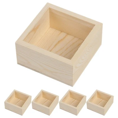  5 Pcs Wood Crate Box Craft Storage Small Boxes Unfinished Decorative - Image 1 of 4