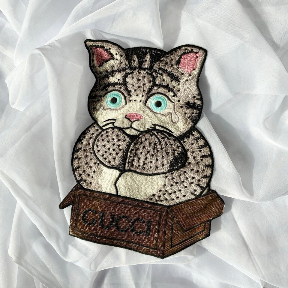 Rare Find Large Gucci Sad Cat Sew-On Sequin Patch - Image 1 of 2