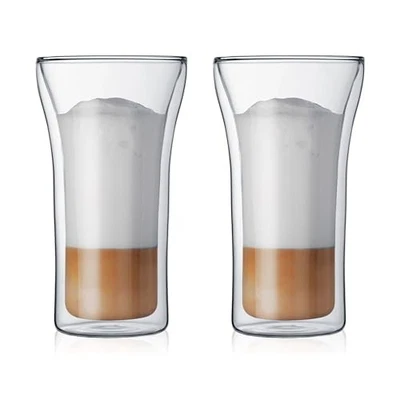 BODUM ASSAM Double-Wall Glass Tumbler, 400ml, Set of 2 Heat-Resistant 4547-10 - Image 1 of 4
