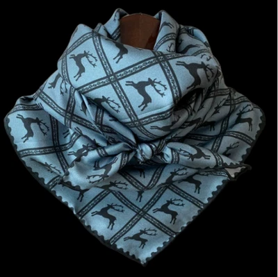 100% Seda 26" Sarga Cuadrada Bufanda Hombres Mujeres Pañuelo Envolvente Negro Azul SC45-4 Foto 1 de 4