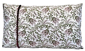 Floral Paisley Christmas  12x20  Throw Pillow Cover Ivory Green & Red Beads - Picture 1 of 12