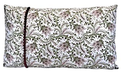 Floral Paisley Christmas  12x20  Throw Pillow Cover Ivory Green & Red Beads - Image 1 of 4