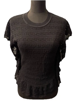 Blusa con ojales mangas con volantes Current Air Los Angeles, talla pequeña, nueva con etiquetas Foto 1 de 4