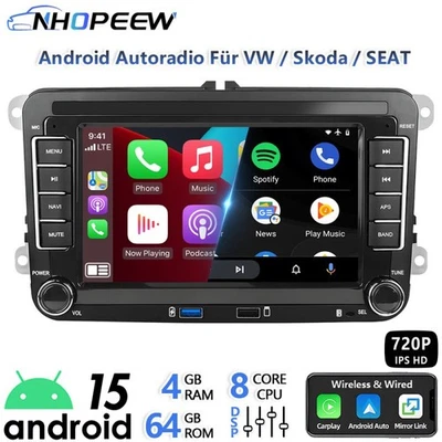 Carplay 8 Core 4+64GB Android Radio GPS Navi Für VW Touran 1T1 1T2 1T3 2003-2010 - Bild 1 von 4