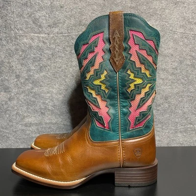 Ariat Women’s Western Boot 9.5B Toffee Teal Blue Leather Laney VentTEK 360° - Image 1 of 4