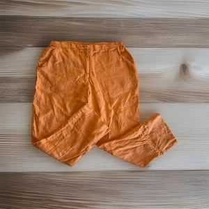 Pantalones largos grandes de lino naranja R2 - Imagen 1 de 8