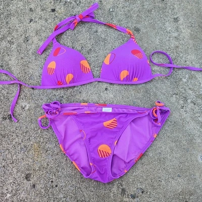 Parte inferior de bikini Y2K Old Navy púrpura a lunares talla mediana naranja para mujer  Foto 1 de 4