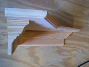 SOLID 36 INCH INSIDE CORNER WALL SHELF WITH CROWN MOLD WRAP, HANGING HARDWARE  - Picture 1 of 5