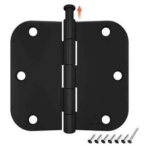 3 Pack Rounded Matte Black Door Hinges 3.5 x 3.5 inch with 5/8 Radius Black 3... - Picture 1 of 7