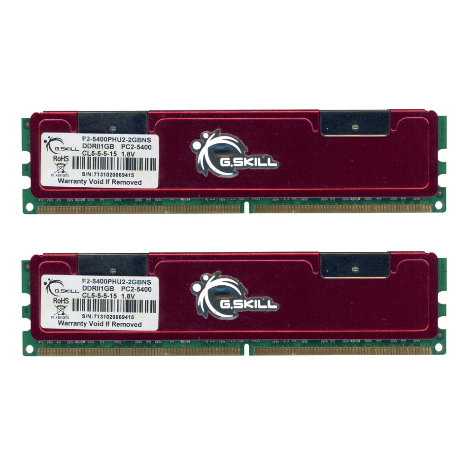 Server RAM Module G.SKILL F2-5400PHU2-2GBNS 2GB (2x1GB) DDR2 667MHz ECC Unbuff - Image 1 of 1