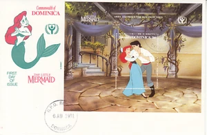 DOMNICA – 1989 “DISNEY – LITTLE MERMAID / DANCING” SS on FDC - Picture 1 of 1