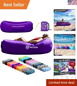Inflatable Lounger Chair - No-Pump Air Sofa Bed, 450lbs Cap., Pockets & Bag - Picture 1 of 10