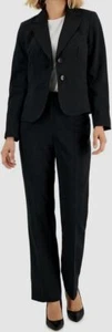 Le Suit Women's Black 2 Piece Pinstriped Blazer Pants Suit Jacket Petite Size 2P - Picture 1 of 2