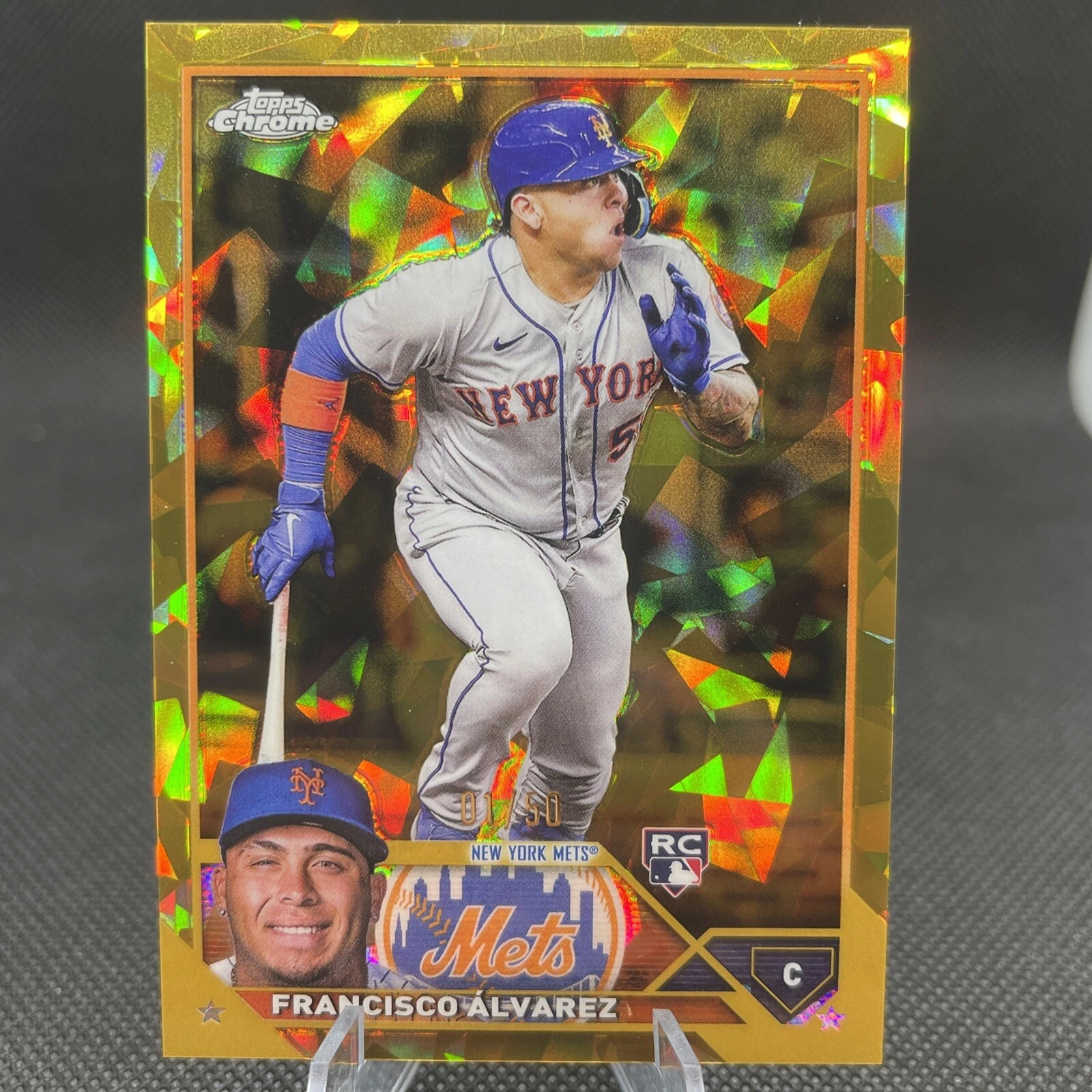 2023 Topps Chrome Sapphire Francisco Alvarez GOLD 01/50 Rookie New York Mets