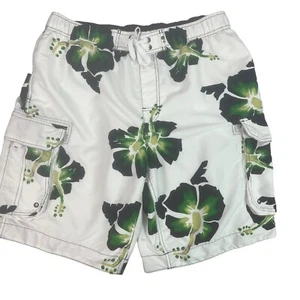 Arizona Hawaiian Cargo Swim Trunks Floral Hibiscus Mesh Lined XL New - Picture 1 of 12