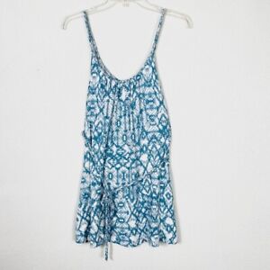 Motherhood Maternity Blue & White Dye Braided Strap Tie Waist Tank Top Size L