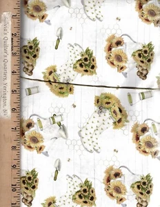 Sunflower Garden Rain Boots CP78756 100% Cotton FABRIC priced by the Yard - Picture 1 of 1
