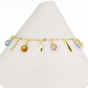 Multi-Color Stones Gold Fashion Bracelet 7.25" in 18K Yellow Gold - Picture 1 of 3