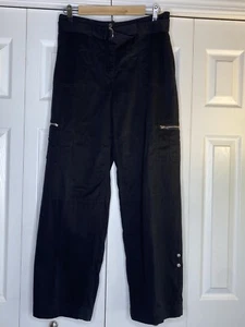 Roll-up Tab Cargo Pants Jones New York Signature Women's Black Belt Zipper Sz 8 - Picture 1 of 5