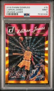 2016-17 Panini Donruss Orange Laser Lebron James PSA 9 Card #15 w/ Kobe Bryant - Picture 1 of 2