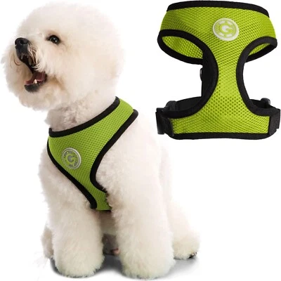 Gooby Soft Mesh Harness for Small Dogs and Cats - Green 9.5-13" Chest, 9" Neck - Image 1 of 4