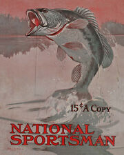 Vintage National Sportsman magazine cover reproduction steel sign bass fishing 
