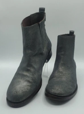 Botín Tory Burch Wade Chelsea gris plata cuero brillante para mujer 9M/40 Foto 1 de 4